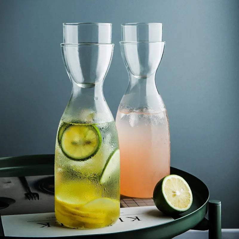 Transparent glass kettle and cup set in Nordic simple style for cold drinks