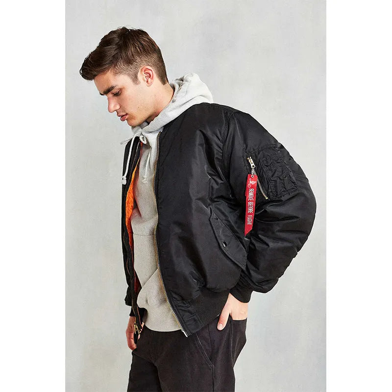 Men's American workwear pilot cotton-padded jacket in loose fit with double-sided nylon construction
