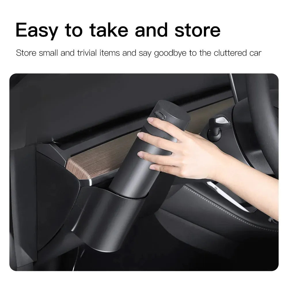 Black plastic water cup holder for Tesla Model 3 and Model Y centre console
