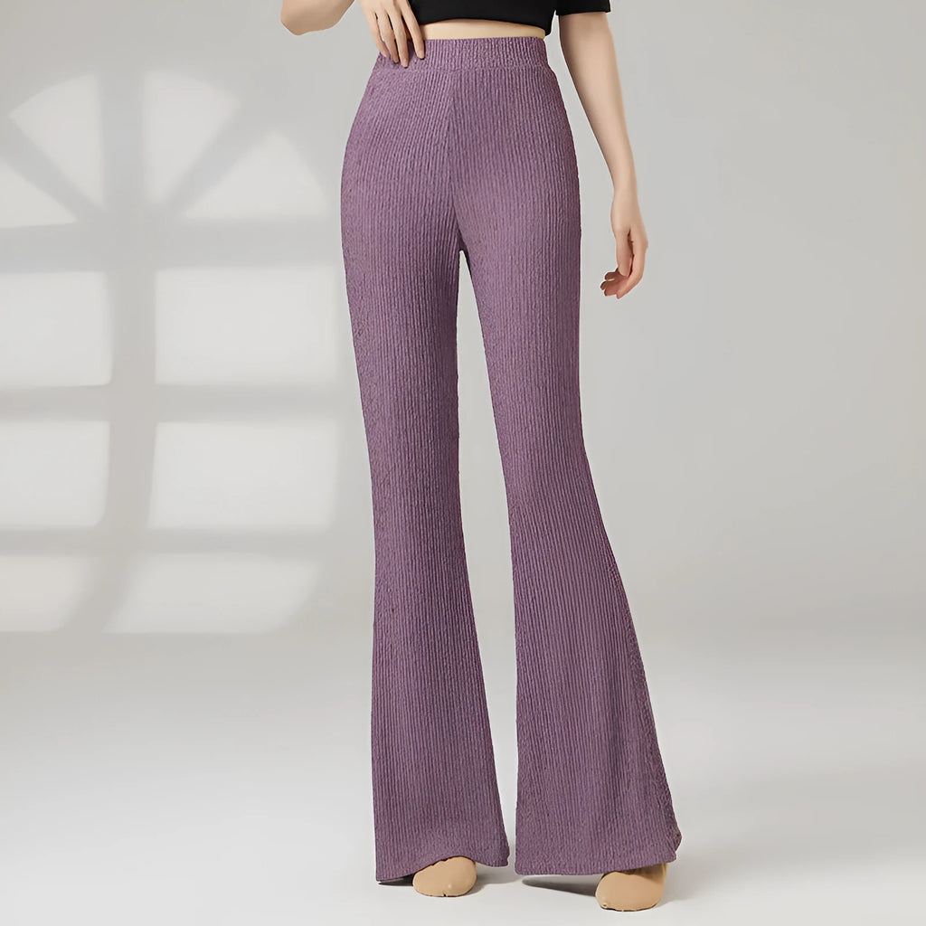Women's solid colour polyester dance practice pants for classical training in beige apricot