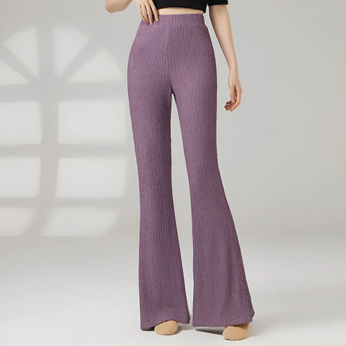 Women's solid colour polyester dance practice pants for classical training in beige apricot