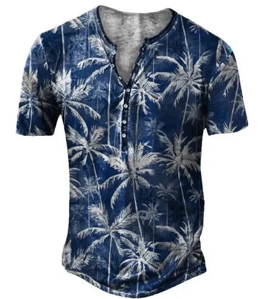 Men's short sleeve casual shirt with lapel and button design in polyester bird eye cloth fabric