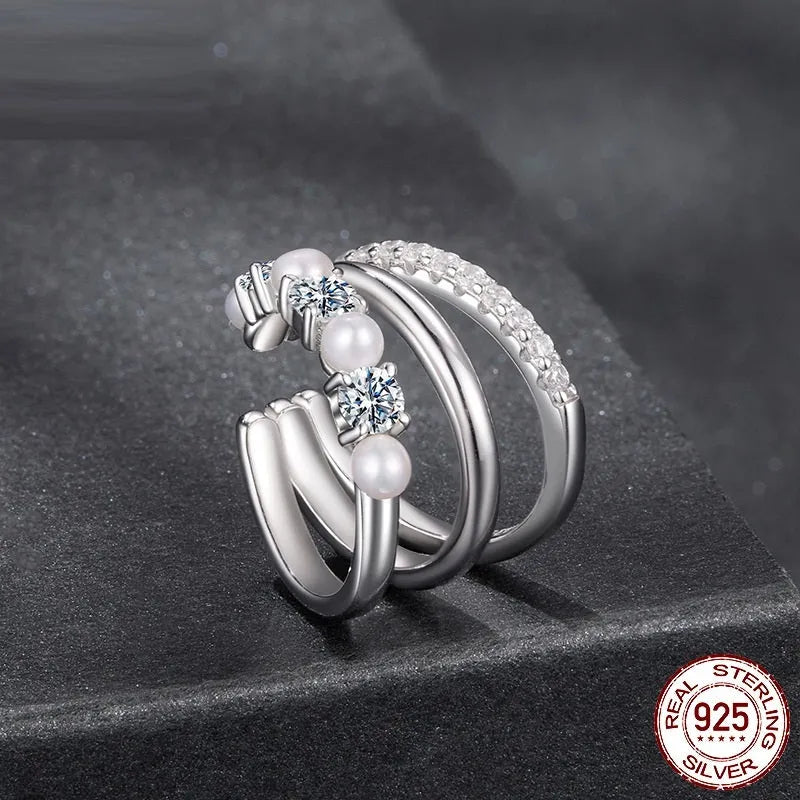 S925 sterling silver geometric line ear clip earrings for women