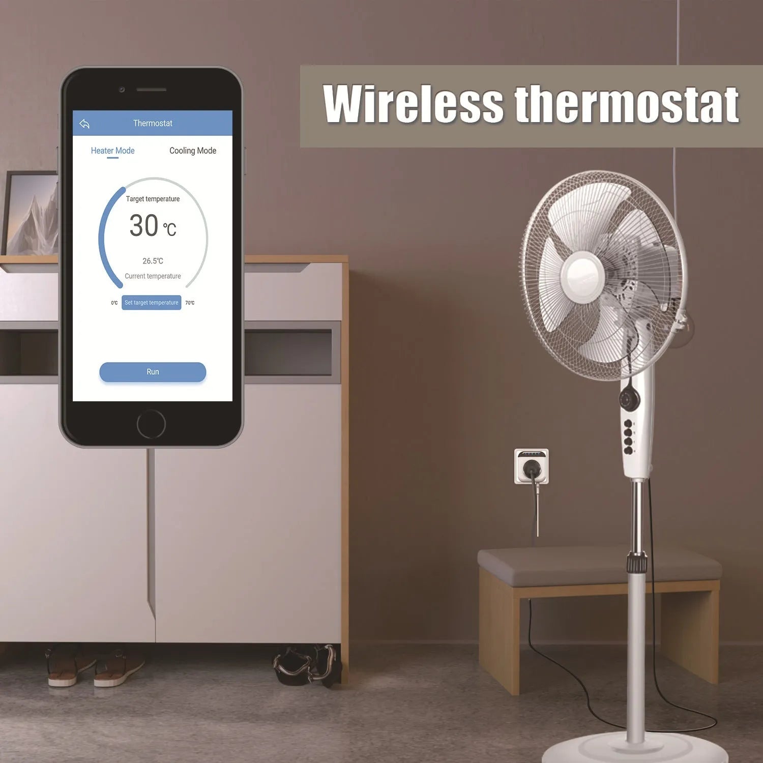 White Tuya smart temperature control socket with US three-hole outlet and temperature sensor probe