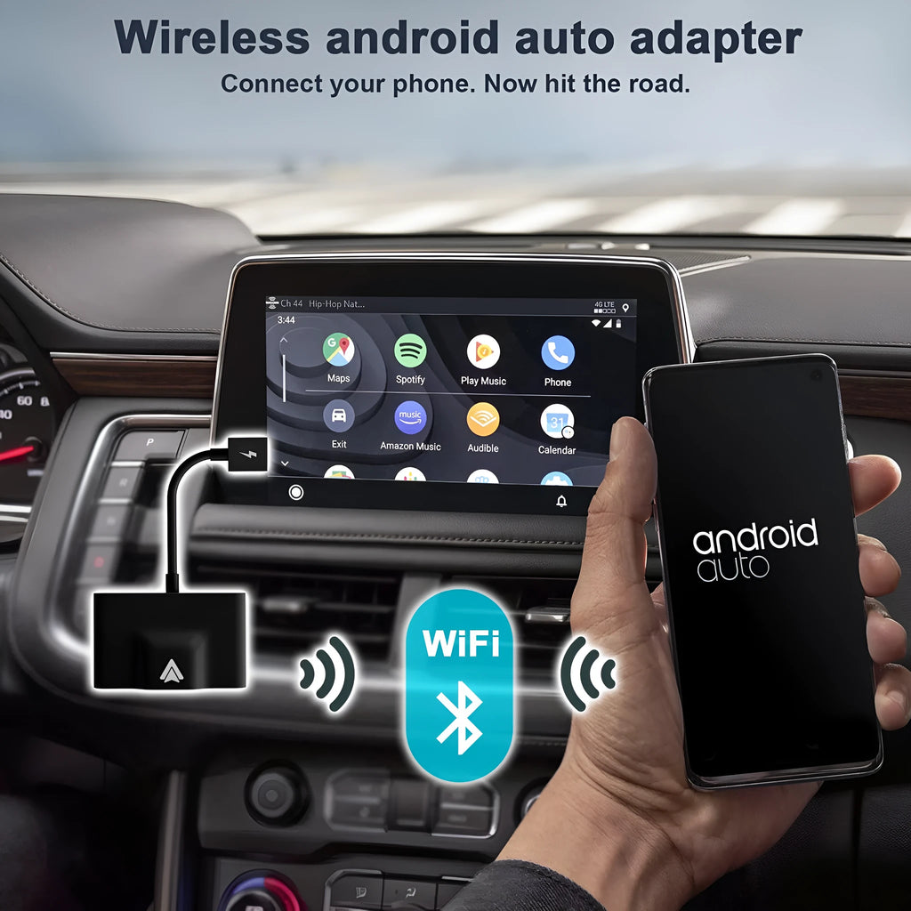 Wireless Android Auto car adaptor in black or white colour options