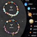 Twelve zodiac sign natural stone bead bracelets with astrology charms