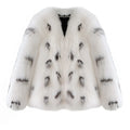 Black and white plus size faux fur coat with Korean slim fit and short length.