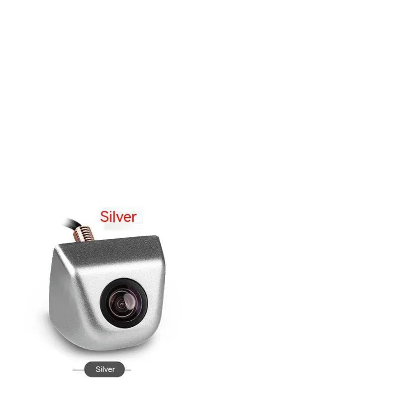HD waterproof car rearview camera with metal shell in black, white, silver, or chrome finishes.