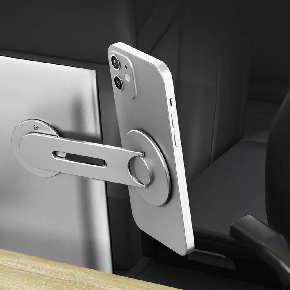 Magnetic suction car phone holder with 180-degree flip function in aluminium alloy and silicone