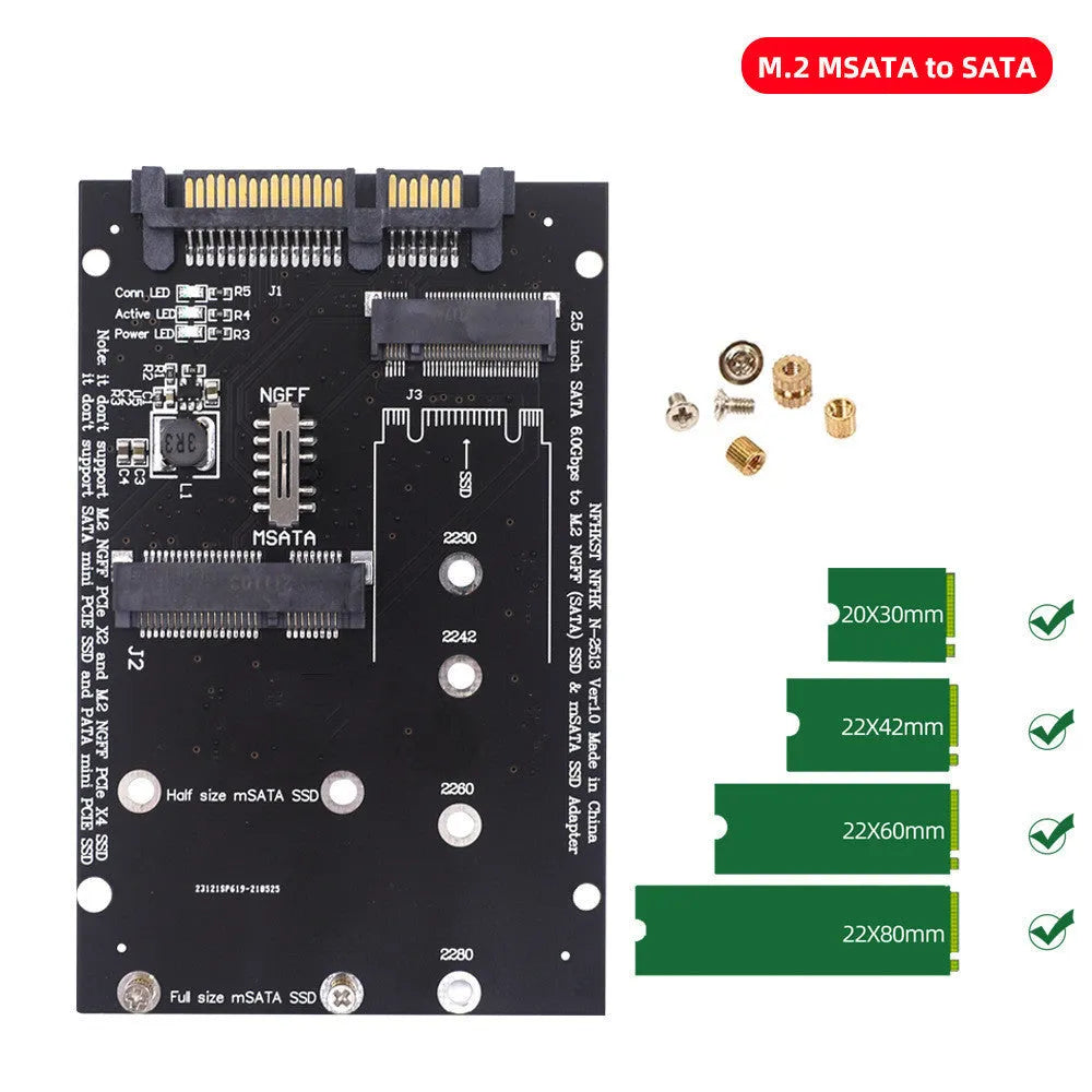 SATA3 to M.2 NGFF mSATA SSD conversion card adapter in black or blue colour