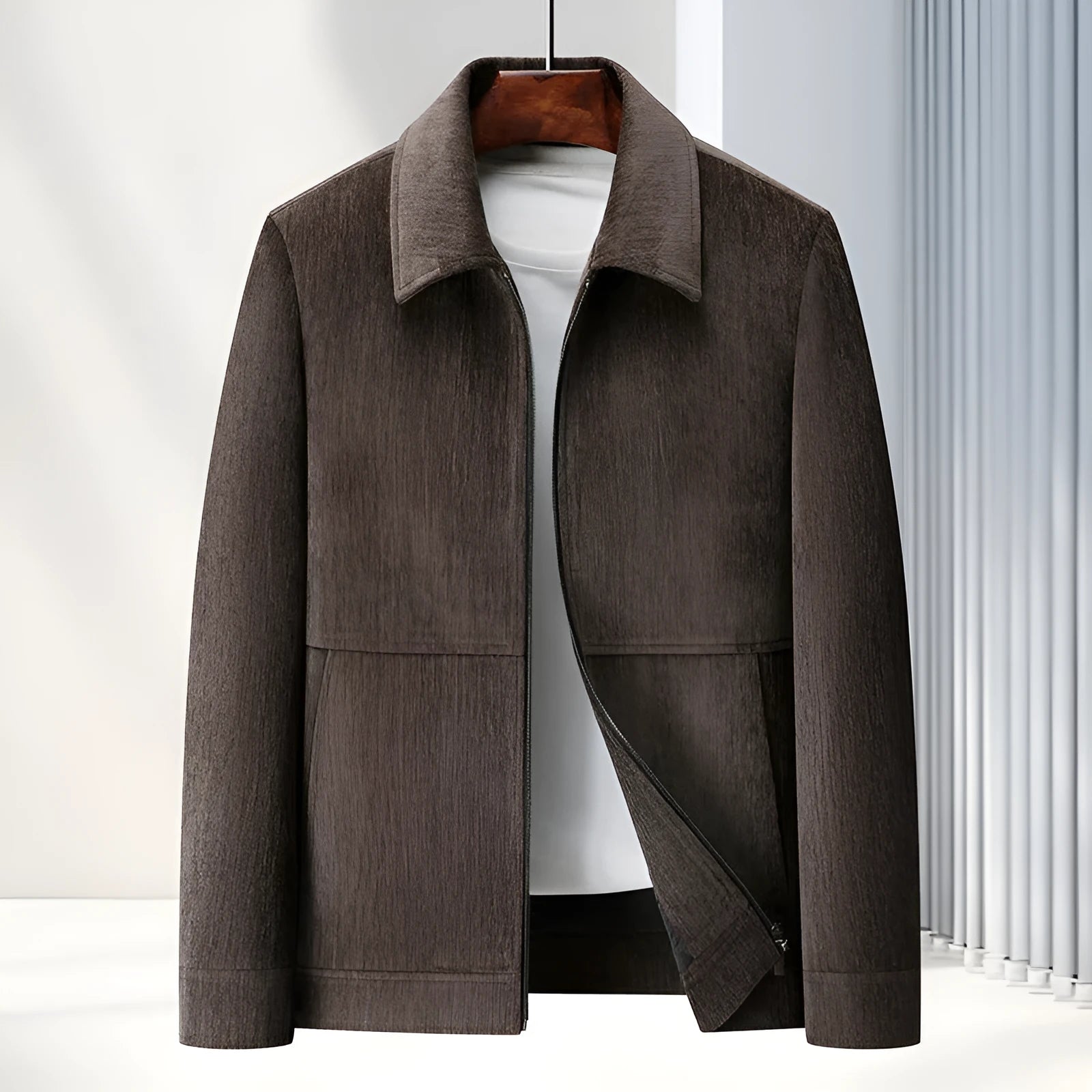 Men's slim-fit lapel casual coat in polyvinyl alcohol fibre with thickening lining