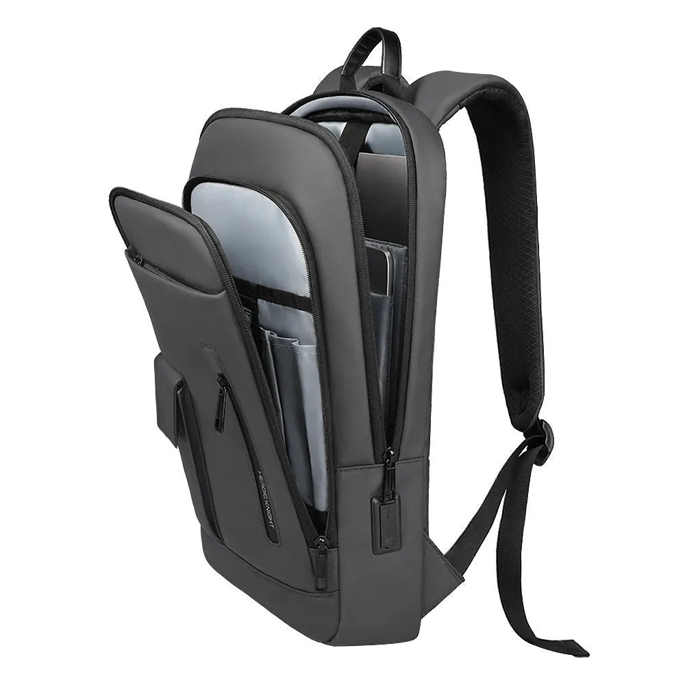 Lightweight Oxford cloth men's backpack in solid colour with sewing line details