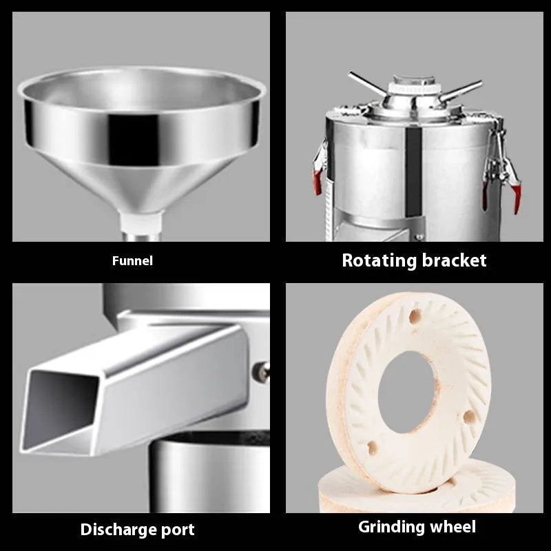 Stainless steel electric sesame paste grinding machine with automatic function for home kitchens.