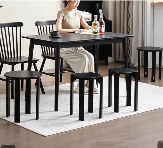 Round metal dining stool with stackable design in four colour options