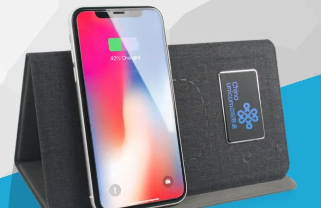 Folding wireless charging mouse pad set with Bluetooth mouse and custom logo printing on cloth surface