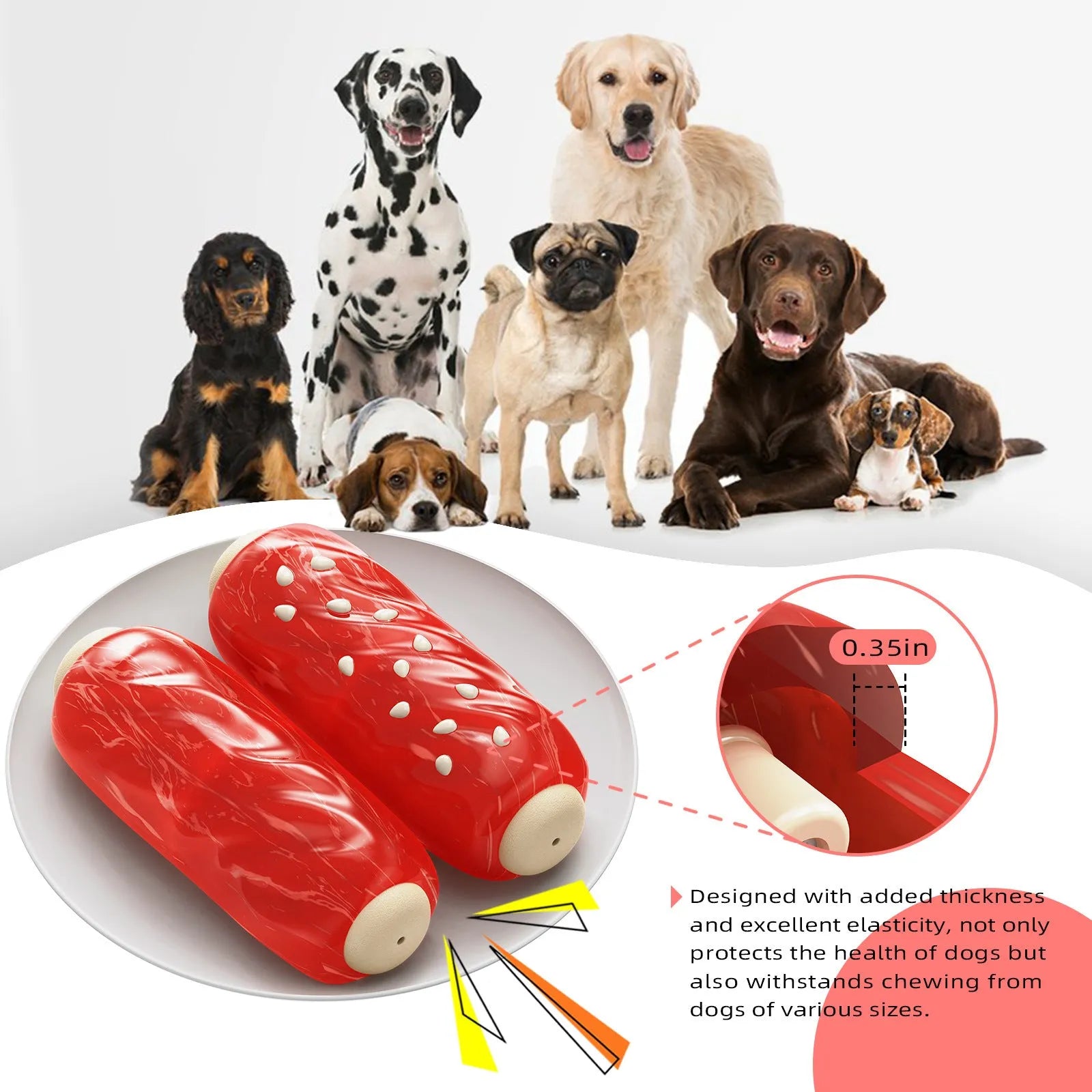Primary colour plastic molar rod dog chew toy for aggressive chewing and dental hygiene