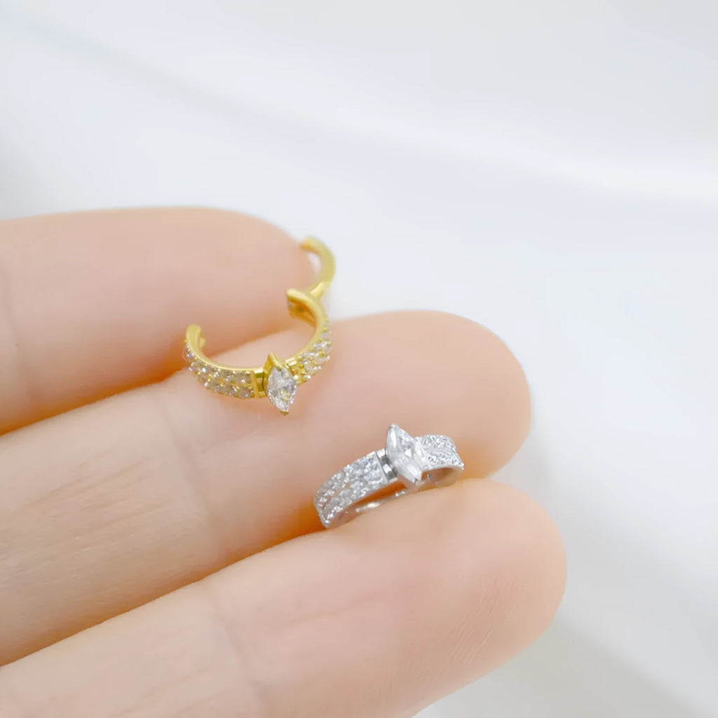 Ladies' heart-shaped zircon earrings in 316 titanium steel with diamond treatment