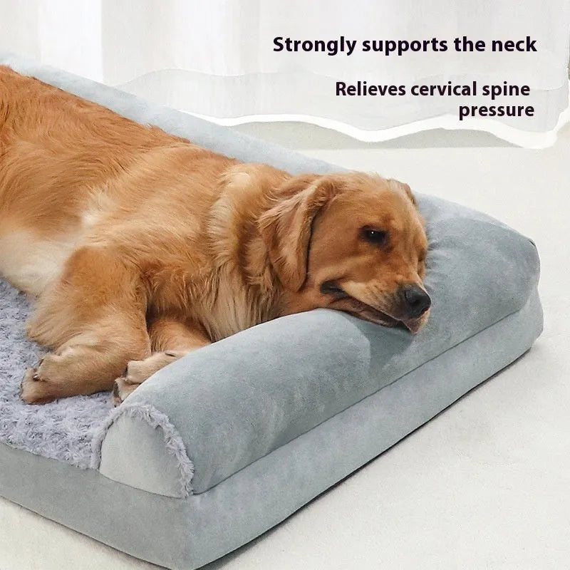 Light grey cloth dog kennel for large dogs, showing soft fabric construction and open design.