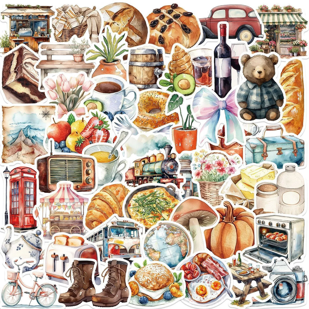 50 cartoon graffiti stickers with cute PVC adhesive designs, 3-6cm waterproof matte finish