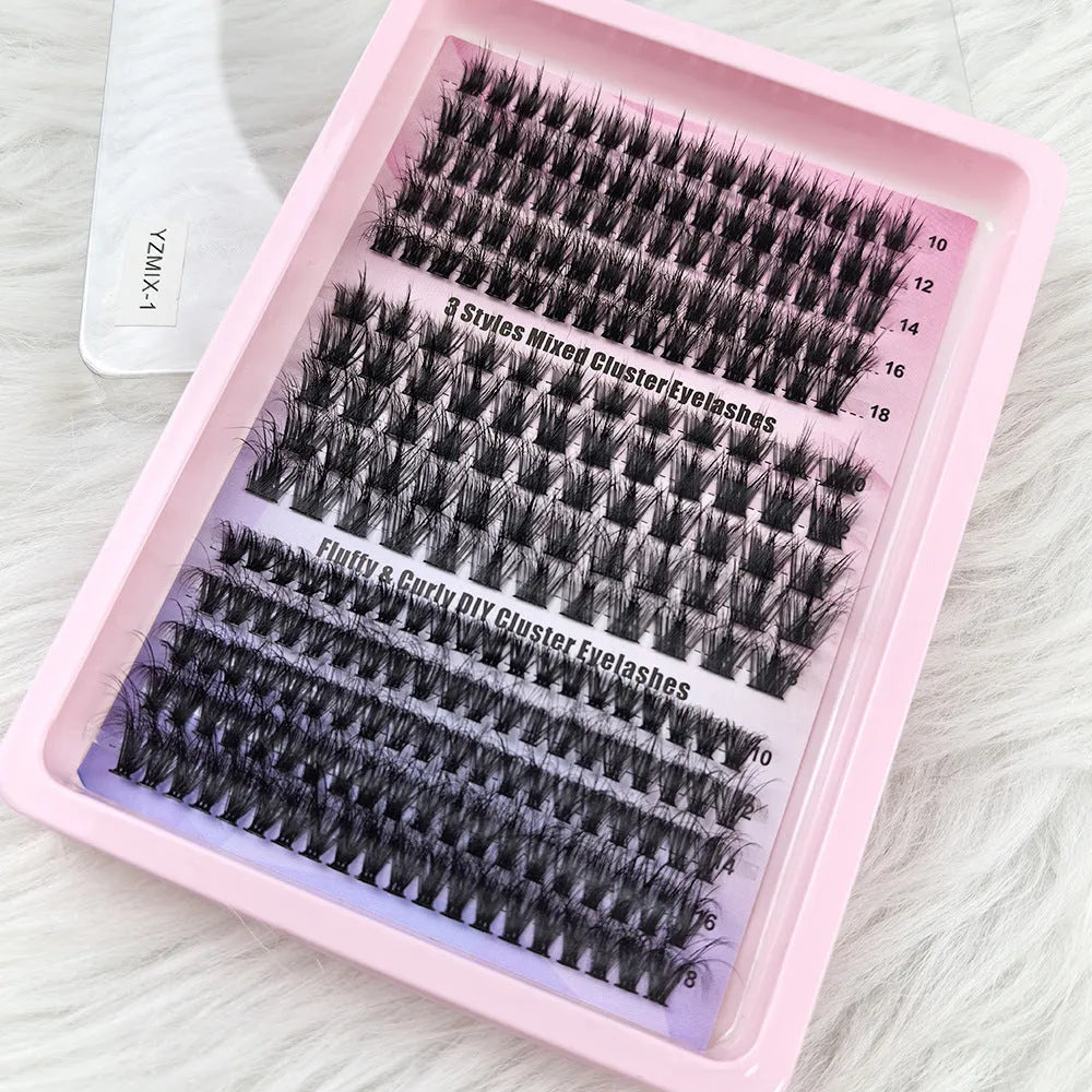 Large capacity false eyelashes box containing mixed messy style lashes with storage dimensions 13.7cm wide