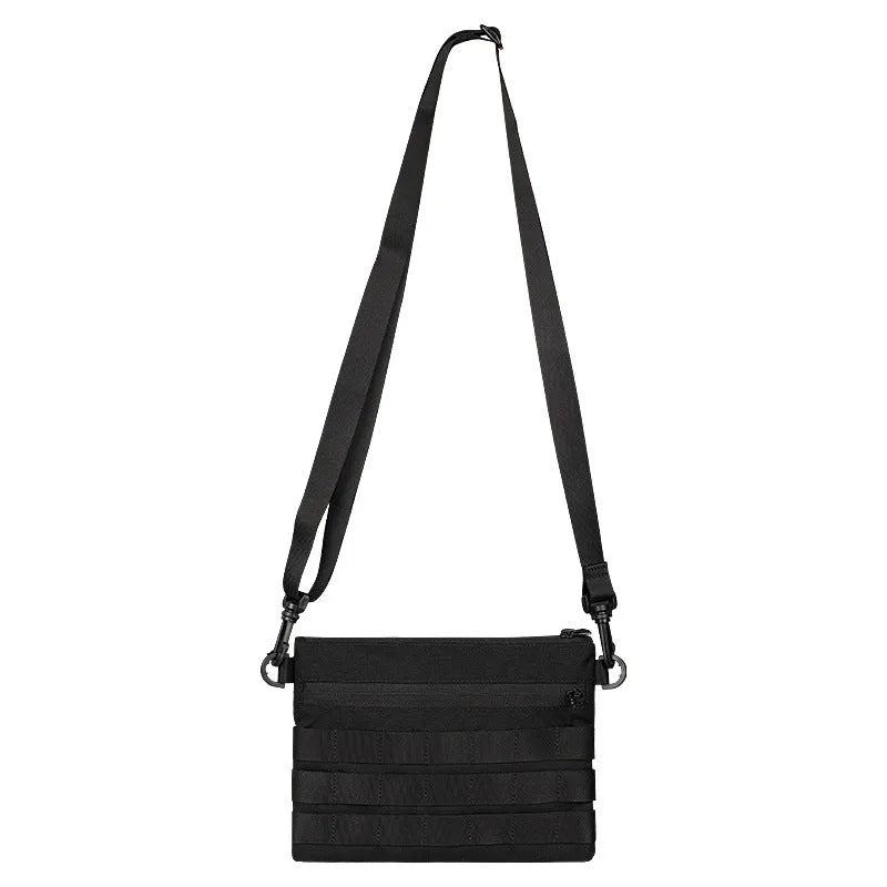Black oxford cloth tactical pouch measuring 18cm by 3.5cm for outdoor gear.