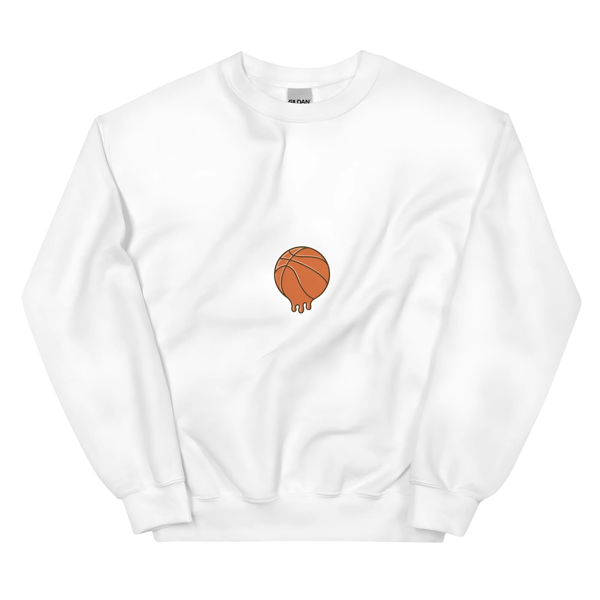 White printed hooded fleece sweatshirt with side pockets and loose fit
