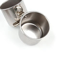 Stainless steel birdcage outdoor feeder in natural metallic colour showing food container design