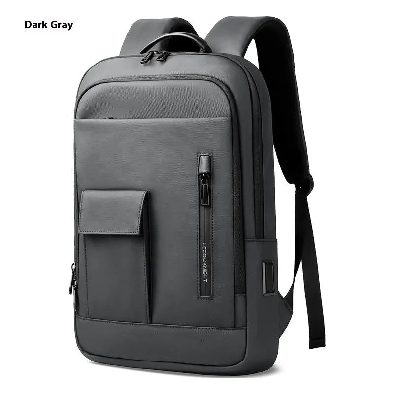 Lightweight Oxford cloth men's backpack in solid colour with sewing line details