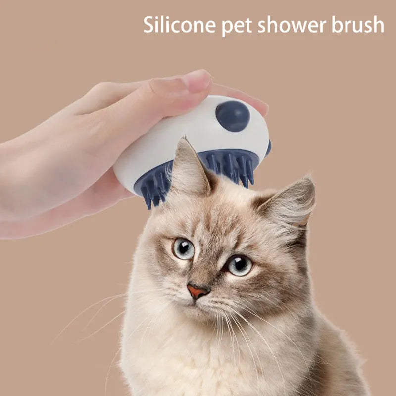 Panda silicone pet shower brush with soft bristles for cat and dog bath time cleaning
