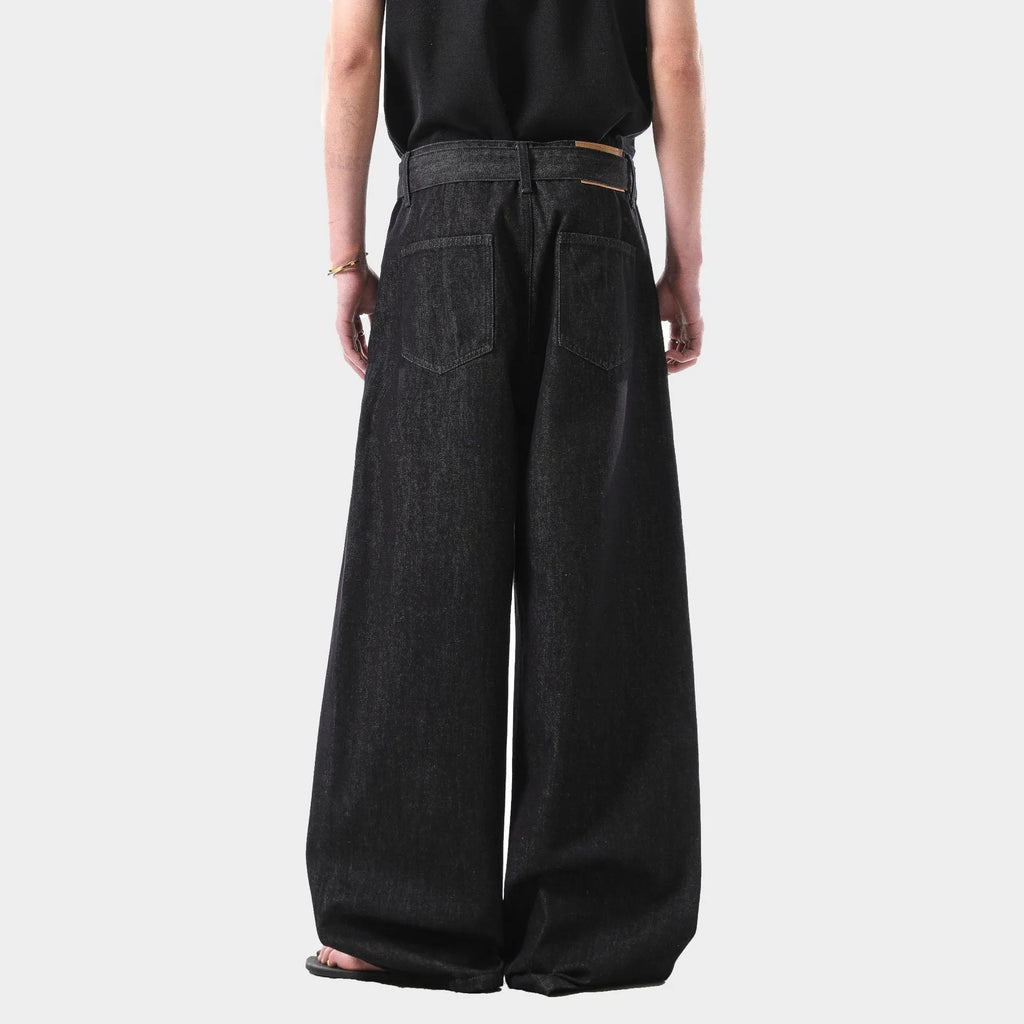 Women's black gold high waist straight leg denim jeans with zip fly retro style