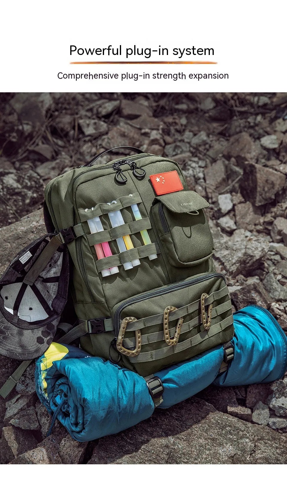 17-inch tactical backpack in Army Green colour with waterproof nylon construction