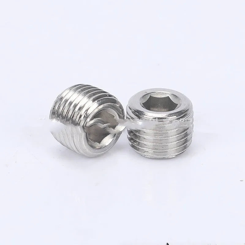 Stainless steel 304 hexagon plug pipe fitting for 3/8 inch bulkhead connections.