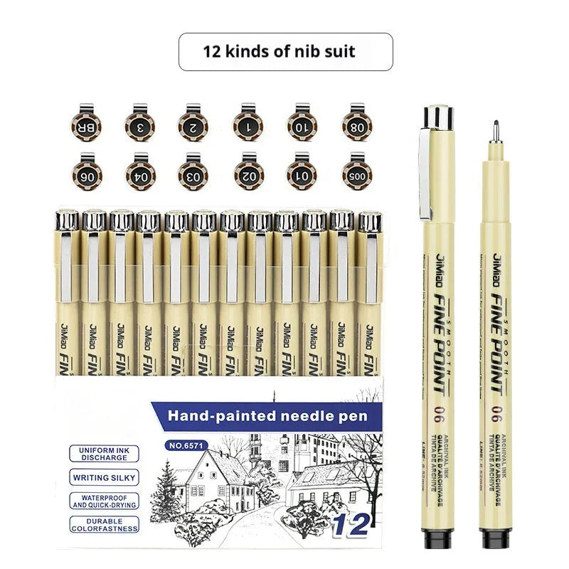 Needle drawing pen with syringe cartoon design, 133mm long with waterproof black ink