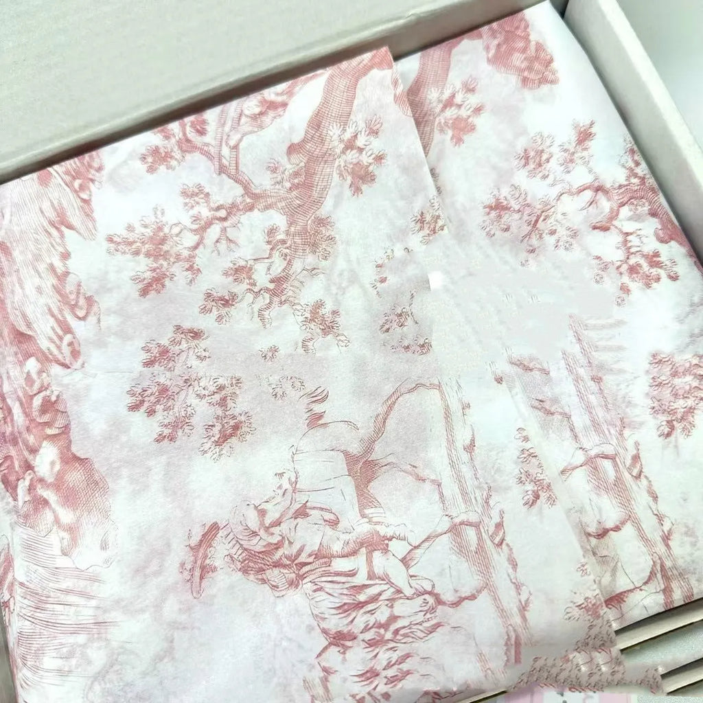 French romance style decorative tissue paper roll in pink purple and green purple colours, 50x70cm sheet size