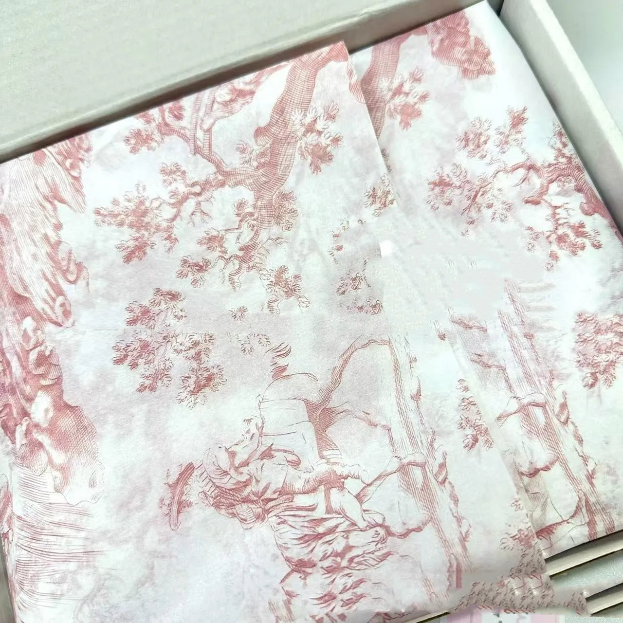 French romance style decorative tissue paper roll in pink purple and green purple colours, 50x70cm sheet size