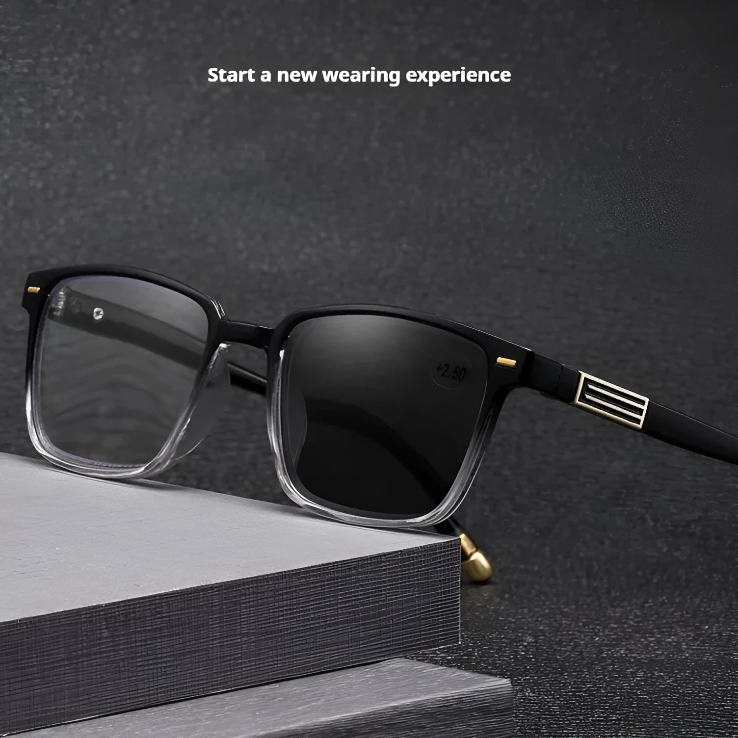 Multifocal photochromic reading glasses with anti blue light protection in various frame styles