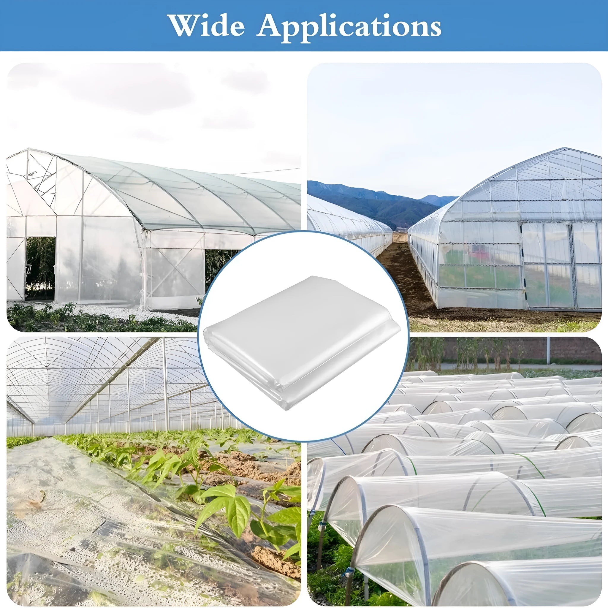 Roll of clear plastic greenhouse film for vegetable shed insulation, 4x8 metres