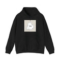 Black drop-shoulder loose fit hoodie with front pocket and printing detail