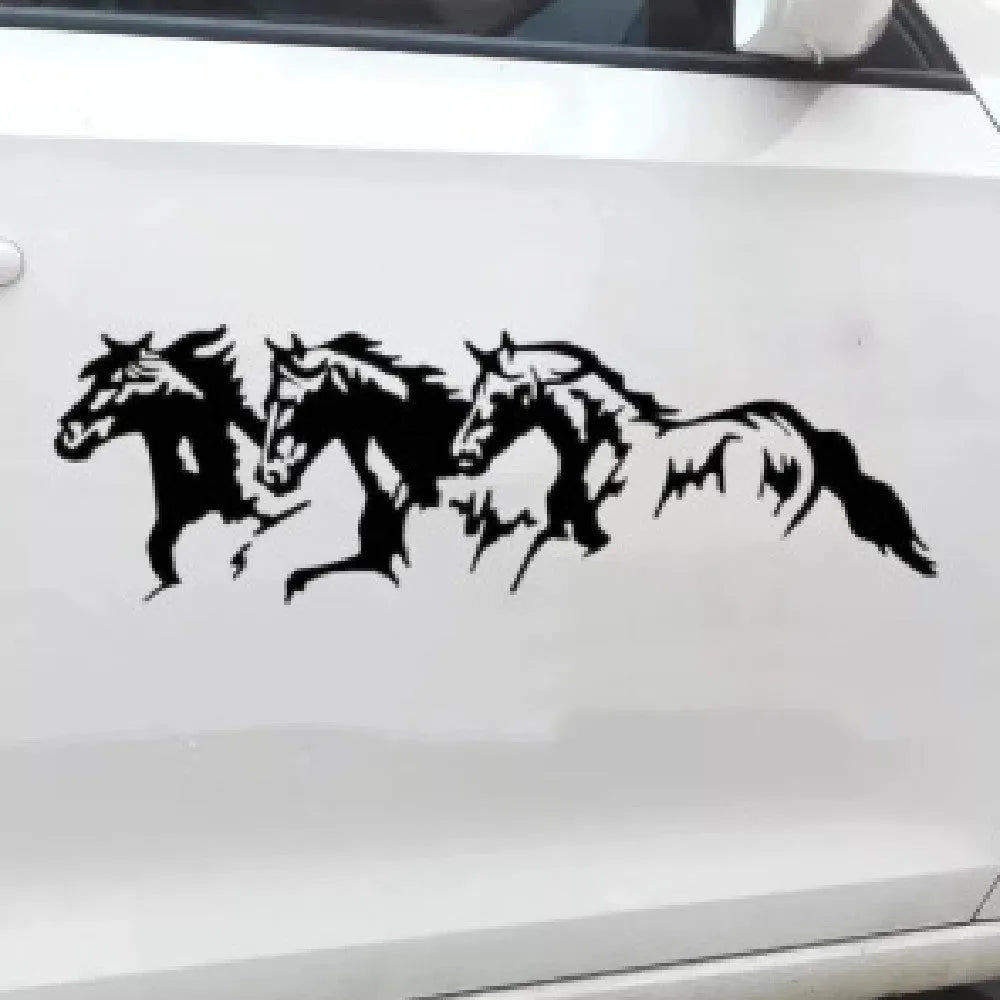 Three Horses steed design car decal sticker measuring 25cm by 8cm in vinyl material