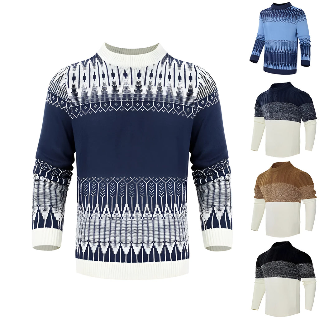 Men's knitted pullover sweater with long sleeves for autumn and winter wear