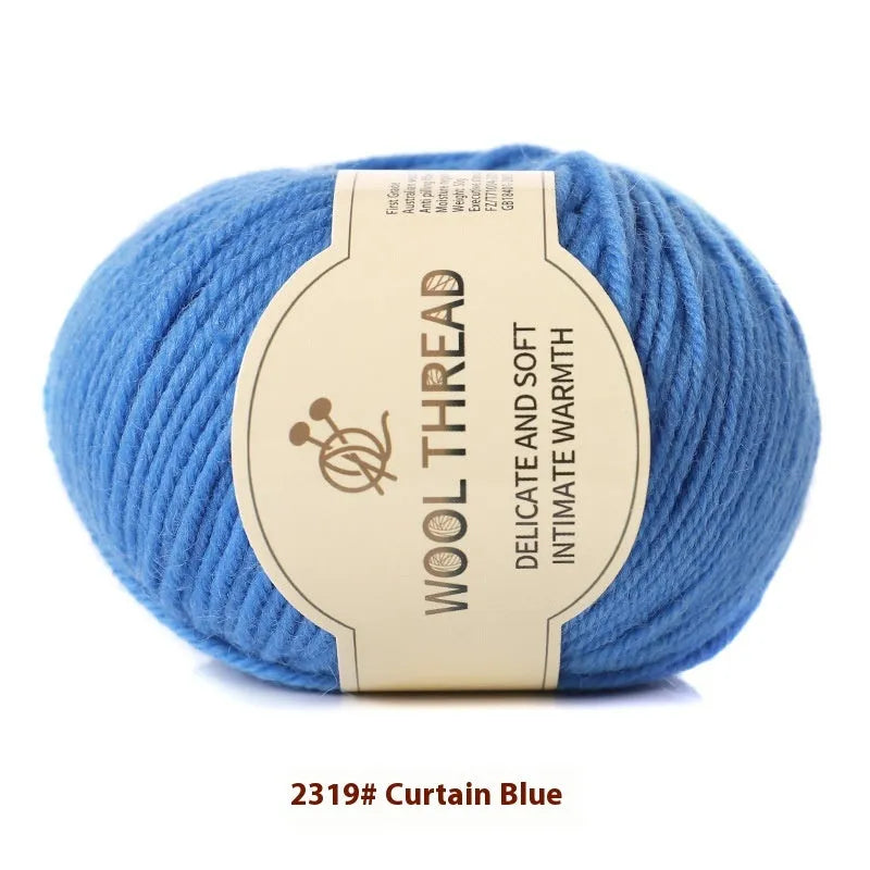 Roll of woolen knitting yarn thread for hand knitting with size 10 needles in various colour options