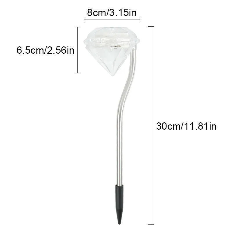Solar powered garden diamond light with adjustable angle and poly-silicon solar panel