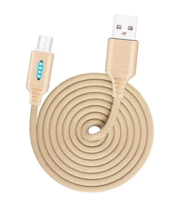 Black fabric braided USB charging cable with Type-C connector, shown at full 1-metre length.