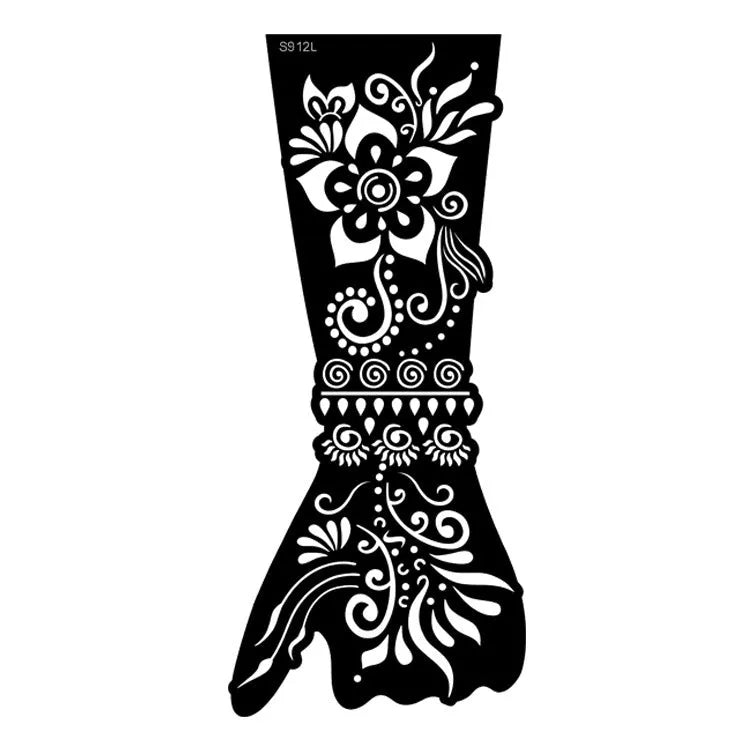 Geometric hollow template tattoo sticker with machine-cut edges and three-dimensional paper carving texture