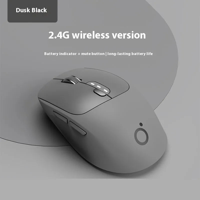 Mute wireless Bluetooth mouse in Matcha Green colour with five-button layout on office desk