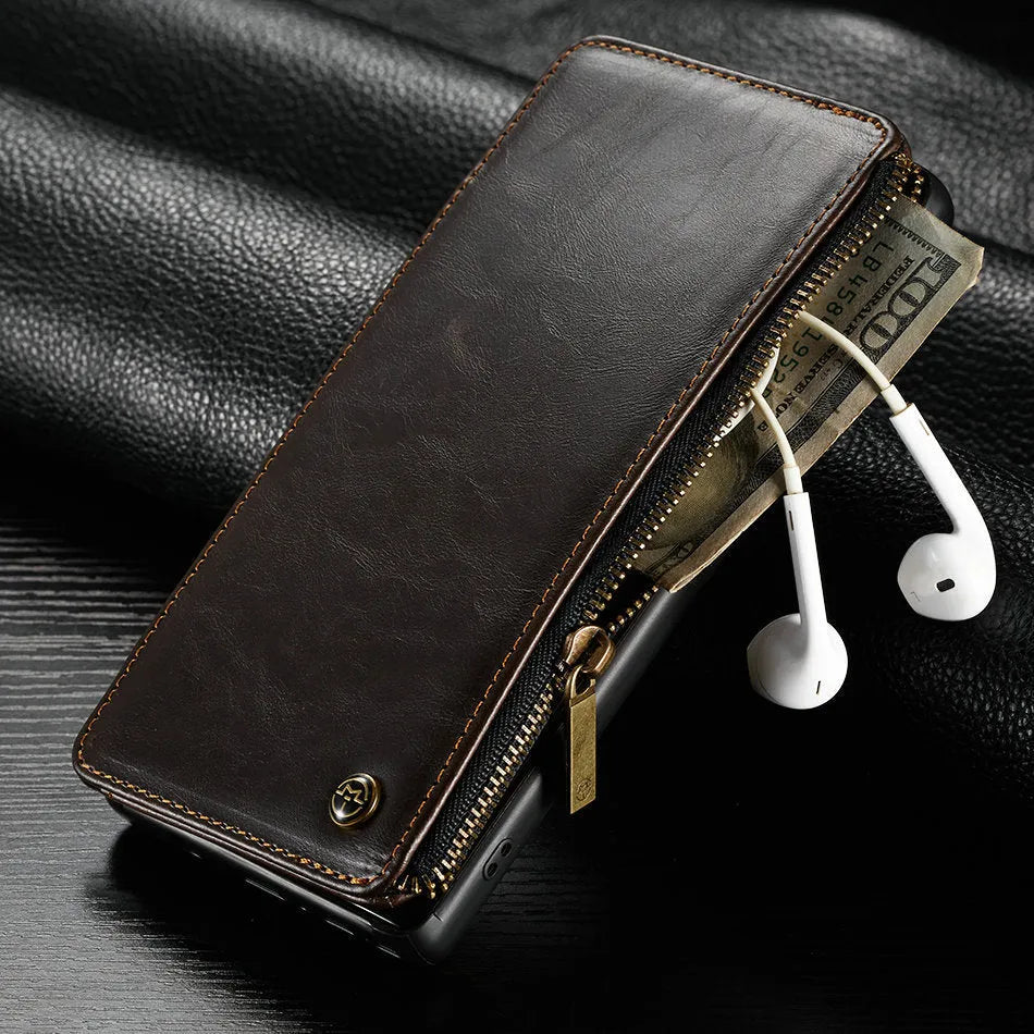 Samsung Galaxy Note9 flip phone case in PU leather with front flap closed