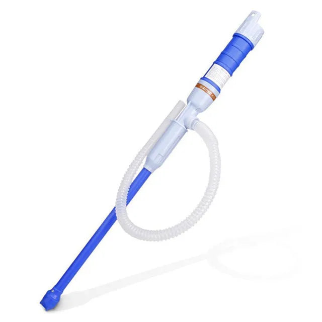 Blue manual hand siphon pump for transferring car truck fuel petrol diesel oil water