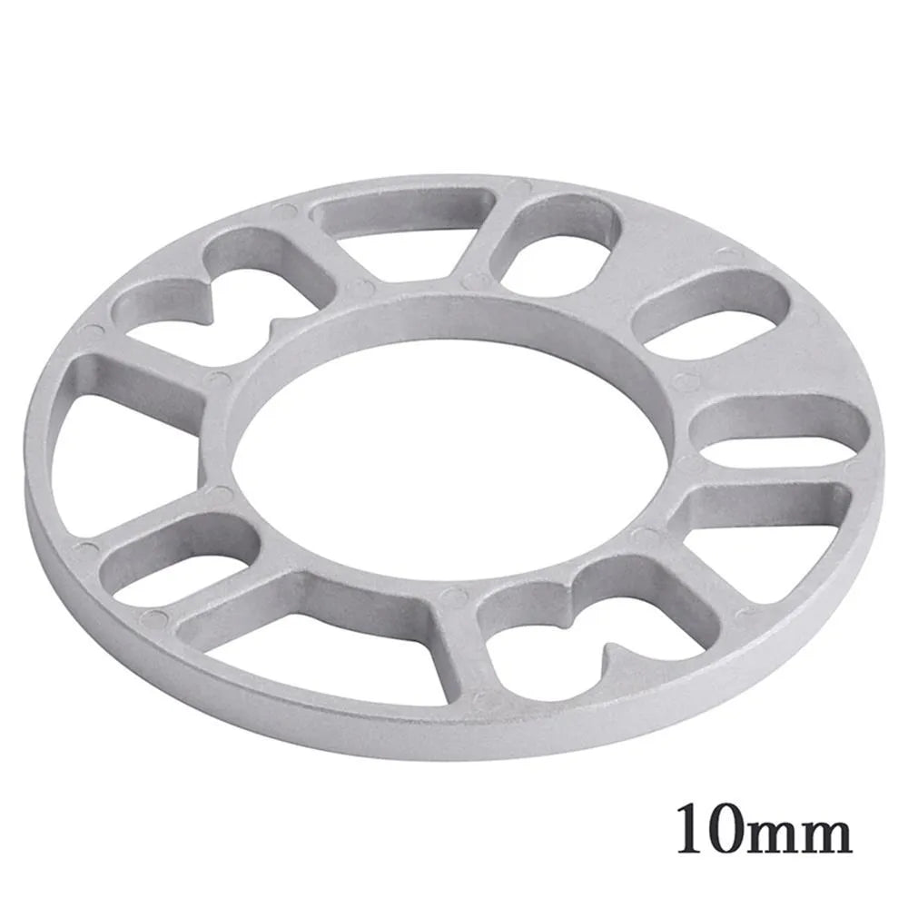 Automotive wheel hub widening gasket or spacer in 3mm, 5mm, 8mm, and 10mm thickness options.