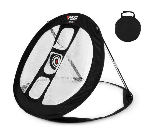 Portable golf practice net with pop-up design, nylon netting, 68x80x48cm, black frame, for indoor and outdoor training