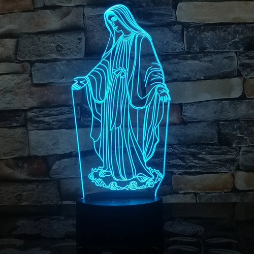 3D LED night light showing laser-engraved acrylic plate creating stereoscopic dual ring illumination pattern